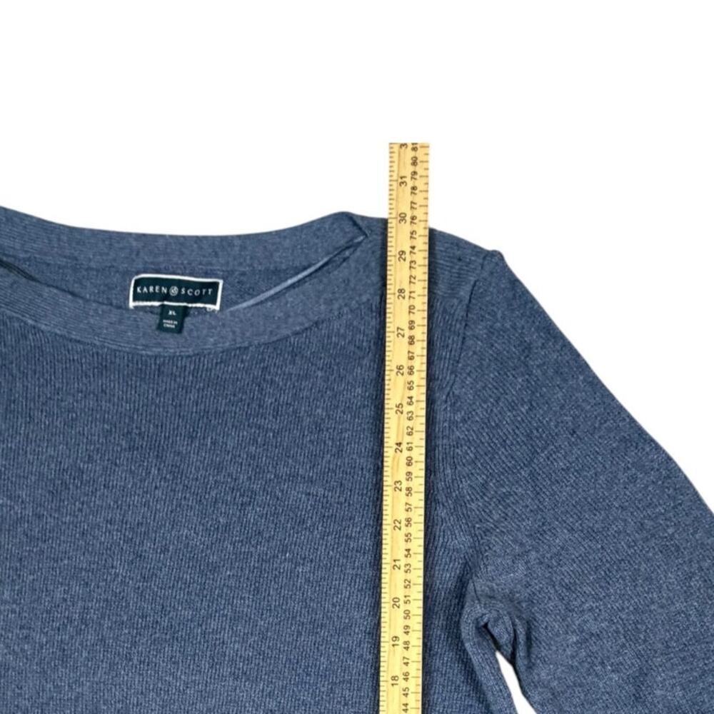 Karen Scott Women's XL Blue Heather Pullover Sweater 60% Cotton 40% Acrylic - Picture 8 of 10